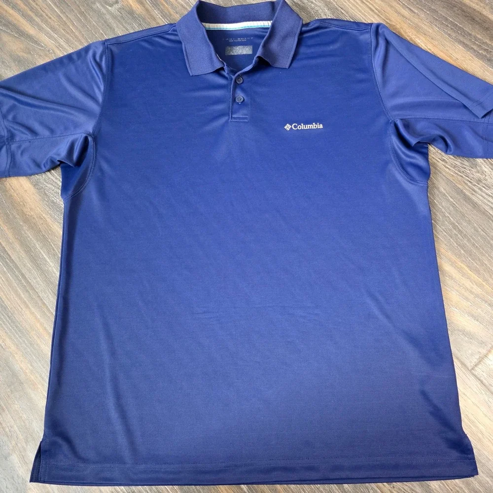 Columbia Mens Omni Shade Polo‎ Shirt Blue Short Sleeve Breathable Golf Casual XL